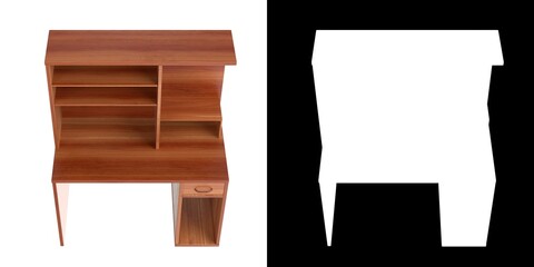 3D rendering illustration of a computer desk