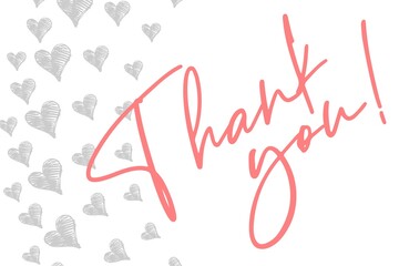 Thank You Card. Hand Written Lettering for Title, Heading, Photo Overlay, Wedding Invitation, Thank You Message. Heart shaped frame with thank you words, elegant thank you card 