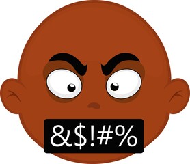 Obraz premium Vector illustration of a bald cartoon character, with an angry expression and symbols of insults