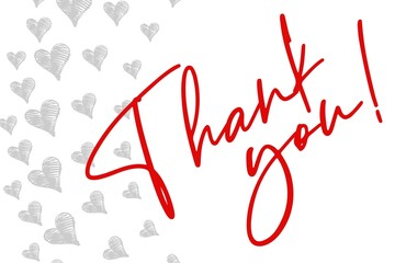 Thank You Card. Hand Written Lettering for Title, Heading, Photo Overlay, Wedding Invitation, Thank You Message. Heart shaped frame with thank you words, elegant thank you card 