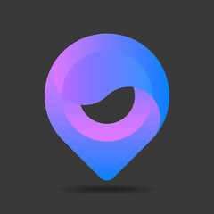 Colorful sticker, flat design tag icon. Blue and violet. Isolated vector graphic pointer