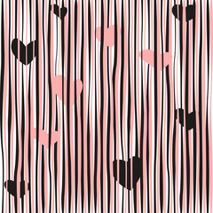 Valentine's day background stripes and hearts, seamless horizontally.