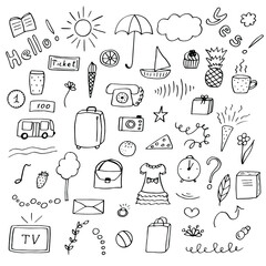 Set of abstract doodles on various topics vector illustration, hand drawing sketch