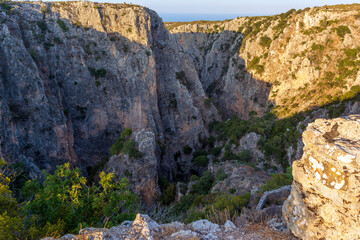 Mountain view from the Venetian castle of Palaiochora in Kythira island in Greece