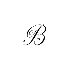 letter b logo vector leaf template line