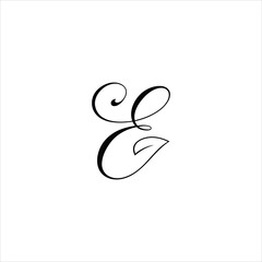 letter e logo vector leaf template line