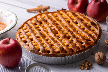 Homemade Organic Apple Pie Dessert Ready To Eat (Turkish name; elmali turta)