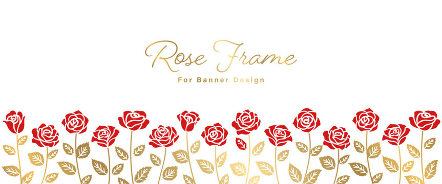 Rose Illustrations Decorated Banner Frame Design