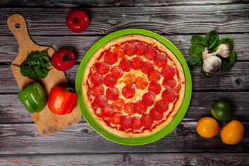 pepperoni pizza on a dark background