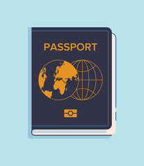 Foreign tourist passport. Documents for travel to other countries, vaccinated citizens. Adventure and flying. Holidays and travel around world. Coronavirus pandemic. Cartoon flat vector illustration