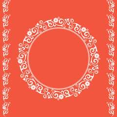 Decorative frame Elegant vector element for design in Eastern style, place for text. Floral pink and white border. Lace illustration for invitations and greeting cards