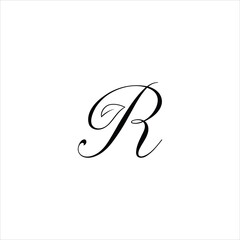 letter r logo vector leaf template line
