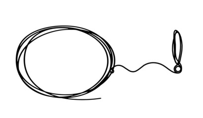 Oval with signs as line drawing on white background. Vector

