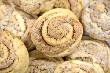 Filled crunchy roasted cookies top view