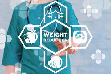 Weight reduction medical concept. Slim body and healthy lifestyle recommendation. Slimming,...