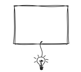 Rectangle comment bubble with signs as line drawing on white background. Vector
