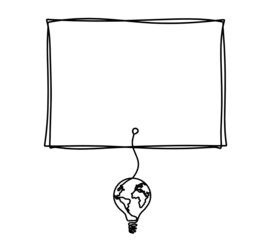 Fototapeta premium Rectangle comment bubble with signs as line drawing on white background. Vector 