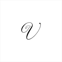 letter v logo vector leaf template line