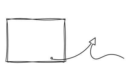 Rectangle comment bubble with signs as line drawing on white background. Vector