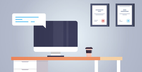Office and workspace flat vector illustration.