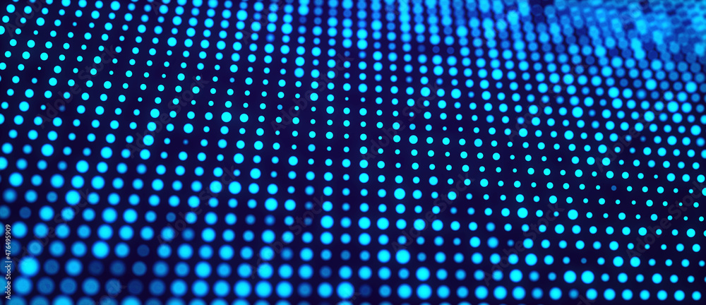Aufkleber Abstract blue background of points. Falling cyber particles. Big data stream. 3d rendering