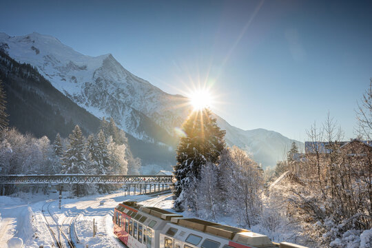 Arrivée en gare de la ville de Chamonix-Mont-Blanc en France