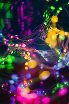 Background with colorful lights in the dark