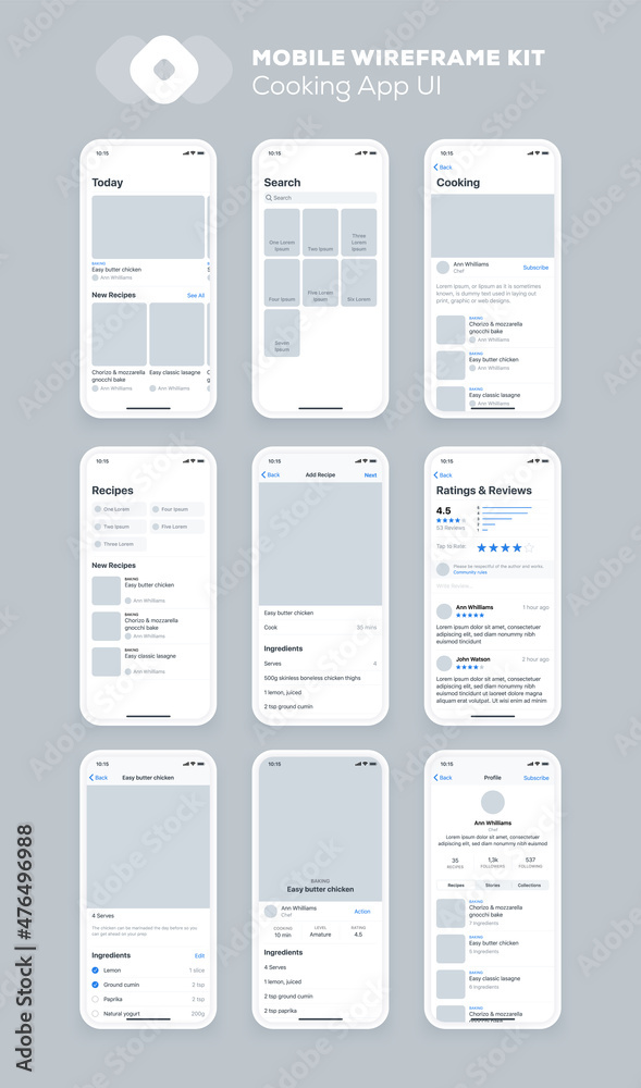 Wall mural mobile app design. ui ux wireframe kit for smartphone. new os screens.
