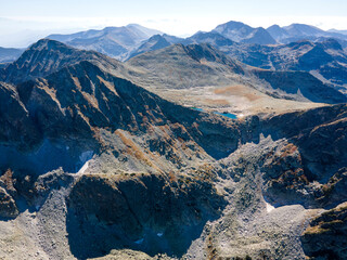 Aerial view Around Polezhan peak, Pirin Mountain, Bulgaria