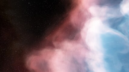 Planetary nebula in deep space. Abstract colorful background 3d render