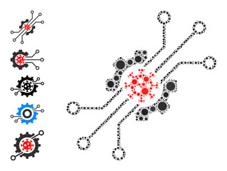Artificial virus mosaic icon. Vector mosaic made from scattered virulent icons. Covid mosaic artificial virus icon, and similar icons. Artificial virus mosaic for isolation templates.