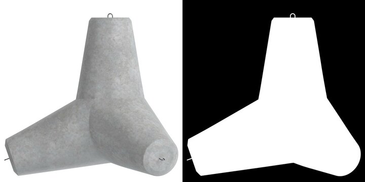 3D rendering illustration of a concrete tetrapod