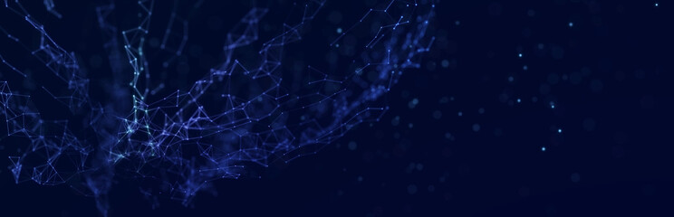 Digital technological background. Abstract structure with connected dots and lines. Big data. 3D rendering.