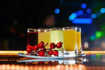 beautiful shots in the night atmosphere of the bar