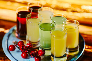 beautiful shots in the night atmosphere of the bar