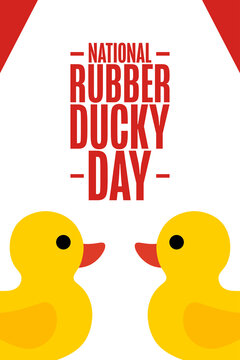 National Rubber Ducky Day. Holiday concept. Template for background, banner, card, poster with text inscription. Vector EPS10 illustration.