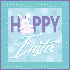 easter card with bunny and lettering