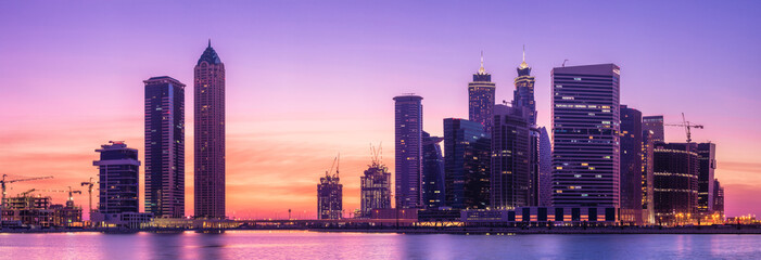 Fototapeta premium Cityscape of Dubai and panoramic view of Business bay, UAE