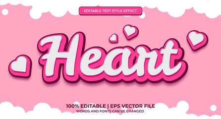 Editable text style effect - Heart text style theme. 3D heart editable text effect