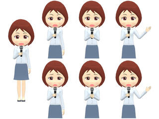 [Microphone A] Woman shirts bob haircut front