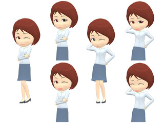 [Pose A] Woman shirts bob haircut front