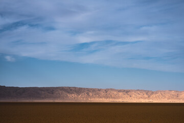 View of Chott Jerid Mountain and mirage - south tunisia-  Tunisia