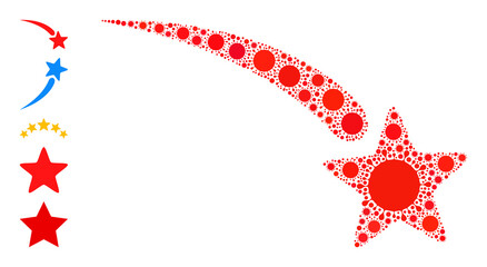 Falling star mosaic icon. Vector mosaic composed of randomized contagious icons. Covid mosaic falling star icon and more icons. Falling star mosaic for pandemic images.