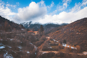 Aerial view from Village Petrillo that is built on Agrafa Mountains
