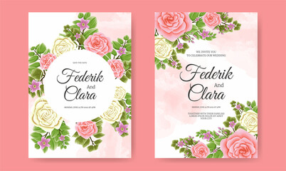 Obraz na płótnie Canvas Beautiful roses wedding invitation card set