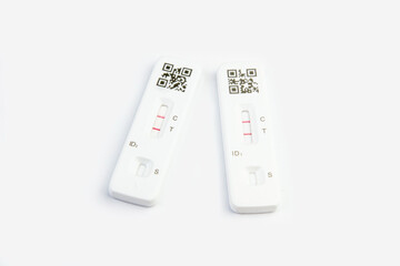 Covid 19 lateral flow test kits with positive results.
