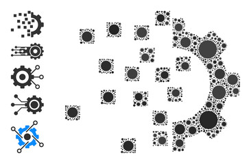 Gear compilation mosaic icon. Vector mosaic is formed from random Covid-2019 icons. Infection mosaic gear compilation icon and more icons. Gear compilation mosaic for breakout templates.