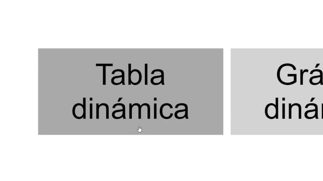 Spanish. Cursor Slides Over and Clicks Pivot Table To Organize Spreadsheet. Mouse Pointer on Device Computer Monitor Screen Clicking Dynamic Tabe on Worksheet File For Company Business Assignment