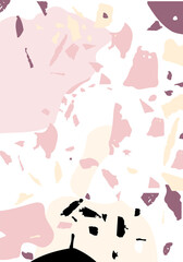 Terrazzo modern abstract template. Pink and grey