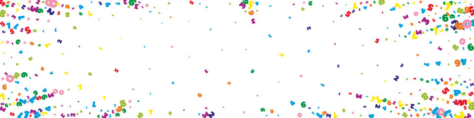 Falling vivid numbers. Math study concept with flying digits. Favorable back to school mathematics banner on white background. Falling numbers vector illustration.
